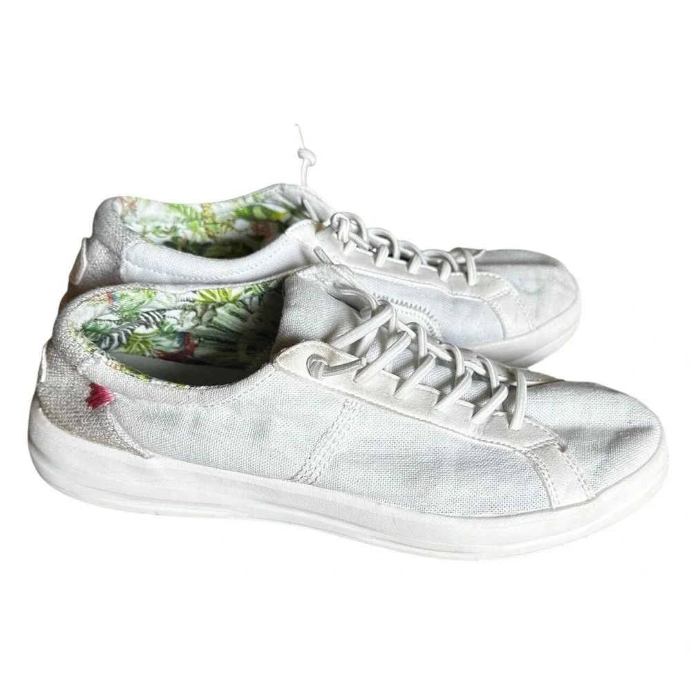 Hey Dude White Karina Coconut Canvas Slip On Sneakers Women's 8